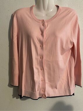 Crown & Ivy M pink button up thin lightweight cardigan sweater